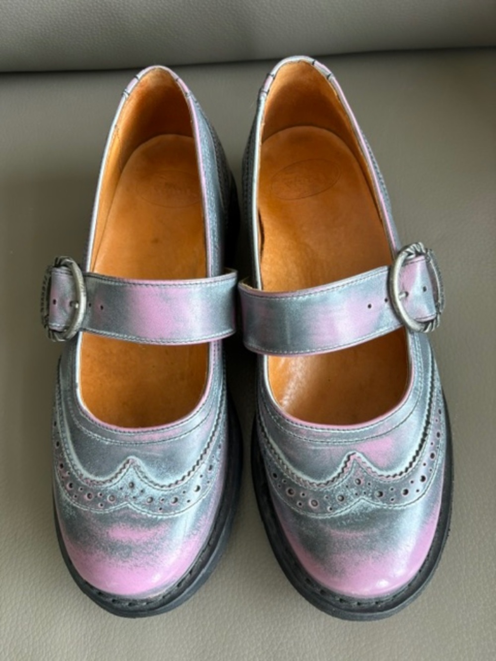 JOHN FLUEVOG Women's sz 10 leather 7th Heaven Angel Brogues Mary Janes
